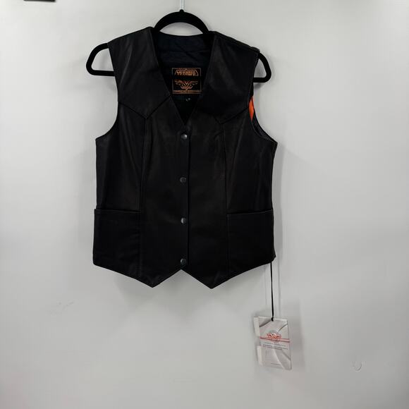 NWT Milwaukee Leathers MLL4545 Black leather Classic 4 snap vest - Picture 2 of 8